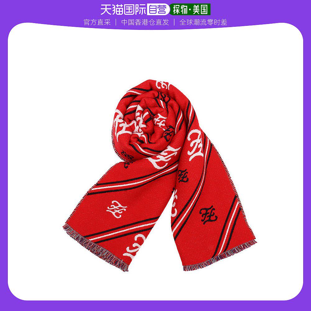 香港直发fendi 女士红色羊毛f logo提花围巾 fxt085 aalf f0qc9