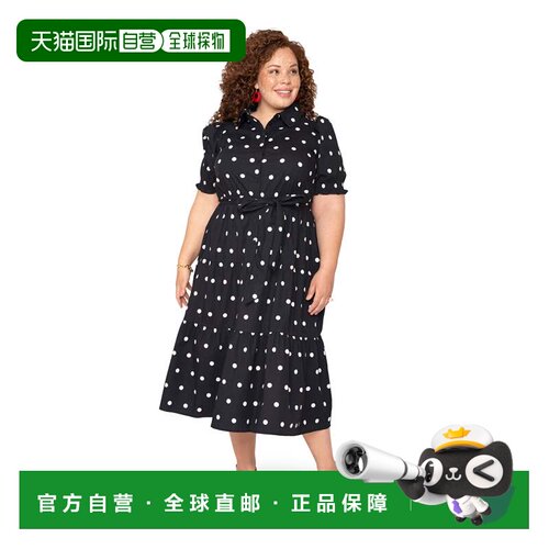 自营leotaOctavia Puff Sleeve Shirt Dress Small Polka Black W