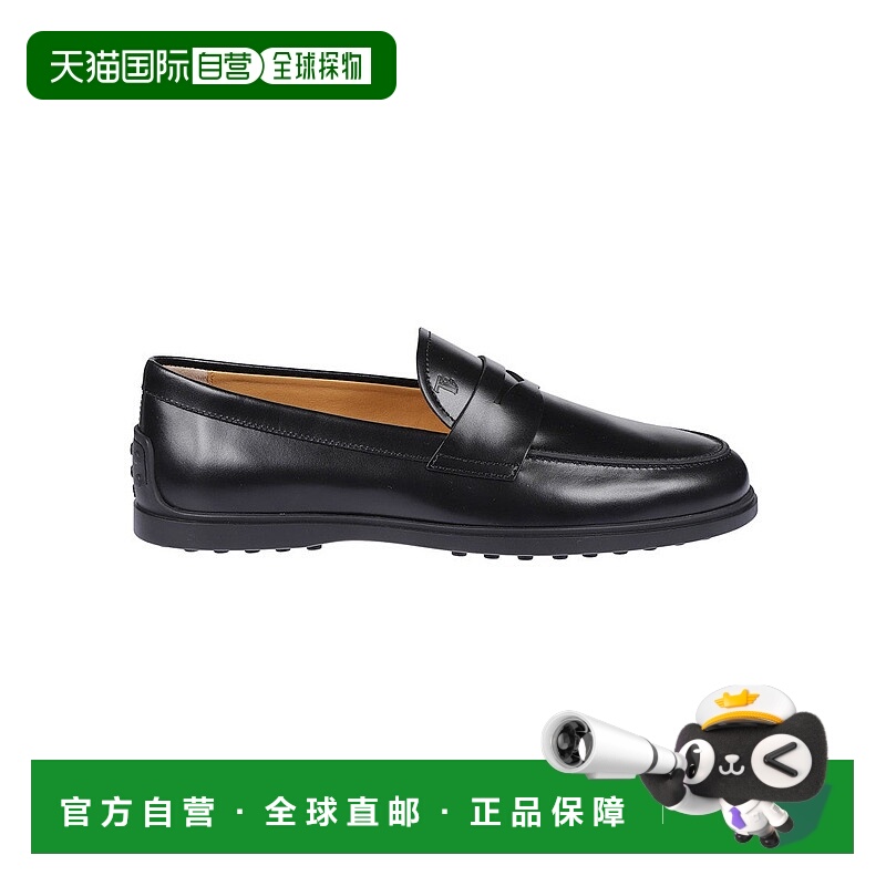 自营tod'sPenny Slot皮革Moccasins，带签名Gommino鞋底-黑色 美