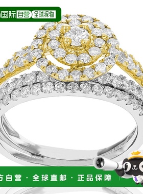 自营vir jewels1 1/4 cttw 钻石婚礼订婚戒指套装 14K 白色黄金光