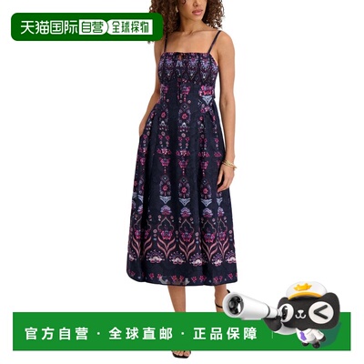 自营Kensie Printed Burnout Chiffon Midi Dress - blue 美国奥