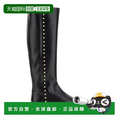 自营stuart weitzmanTall Studded Riding Boots - black 美国奥