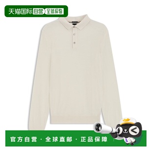 自营 boss纯白色长袖马球领毛衣 美国奥莱直发男装