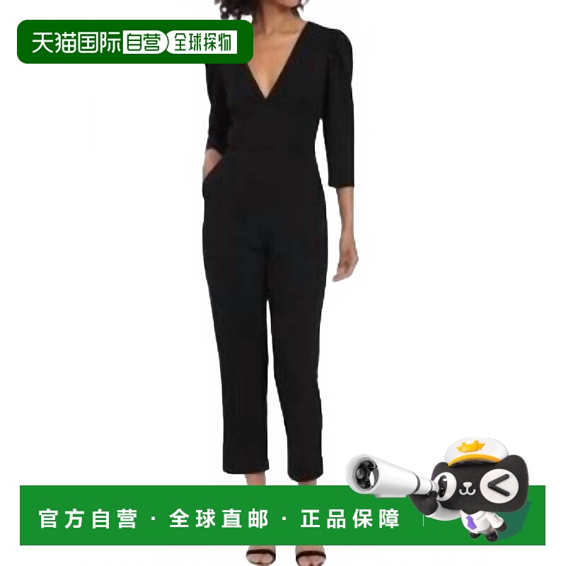 自营donna morganDeep V-Neck Jumpsuit In Black - black 美国奥