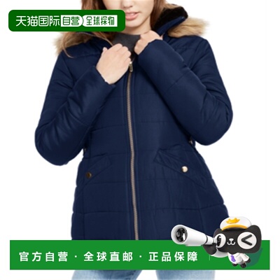 自营Celebrity Pink Women's Faux Fur Solid Coat Blue Size X-S