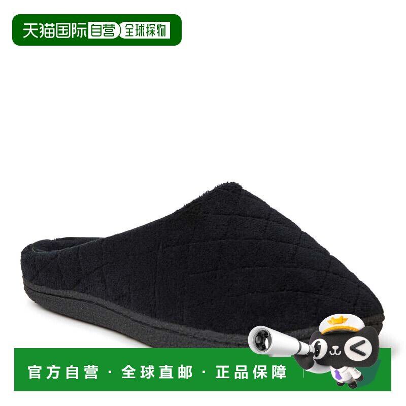 自营 Dearfoams 女式 Leslie 绗缝细纤维毛圈记忆海绵木屐拖鞋 -