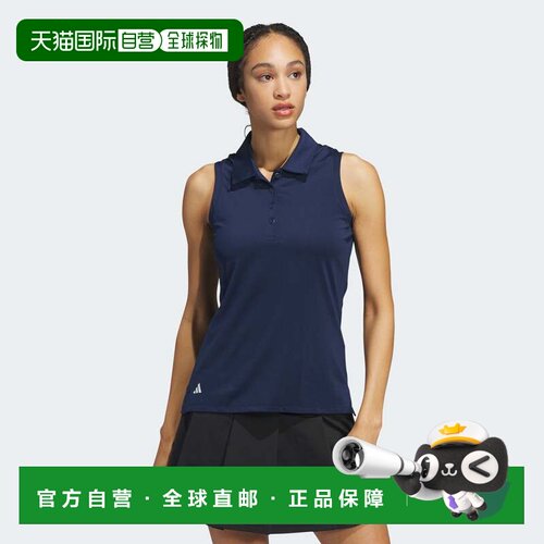 自营adidas Ultimate365女式纯色无袖Polo衫-学院海军蓝 美国奥莱