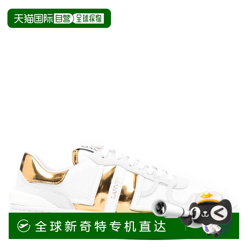 自营 Lanvin女士粘土低帮皮革运动鞋-白色/金色 【美国奥莱】直发