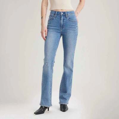自营Women's Levi's 725 Jeans  Blue Denim Medium Wash High Ri
