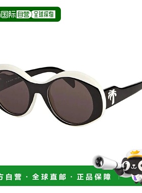 自营 palm angels棕榈天使太阳镜圆形全边，黑色/白色框架和灰色P