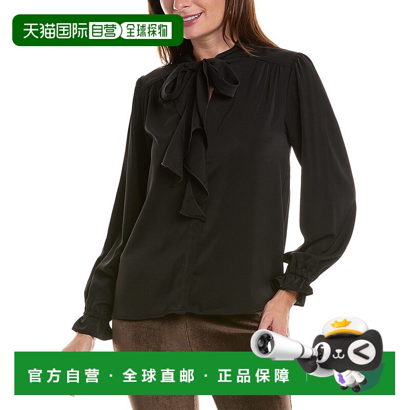 自营Nanette Nanette Lepore围巾衬衫-黑色 美国奥莱直发泡泡袖