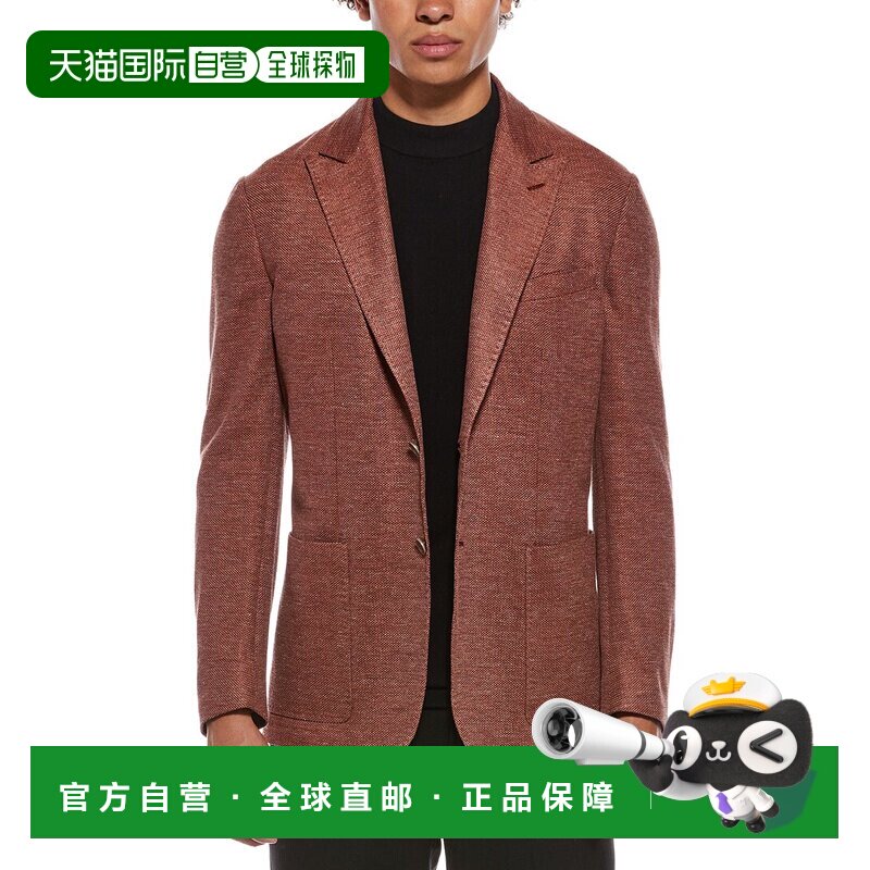 自营canali亚麻混纺槽式西装外套-红色 美国奥莱直发
