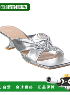 自营Stuart Weitzman Playa Knot皮革凉鞋-银色 美国奥莱直发单鞋