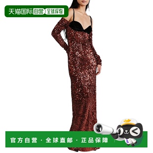 黑色 美国奥莱直发连衣裙长裙鱼尾裙 Posen亮片文胸上衣 自营Zac