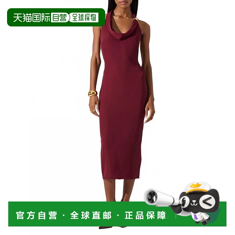自营astr the labelAlanna Halter Cowl领葡萄酒连衣裙 美国奥莱