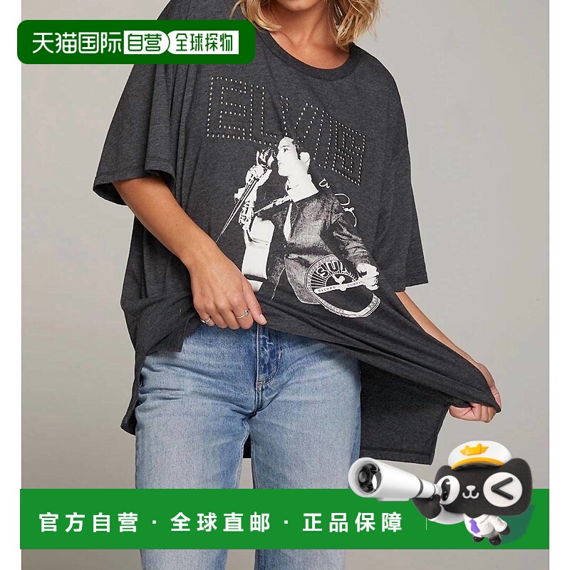 自营 chaserSun Records猫王图案上衣黑色-黑色 美国奥莱直发女装