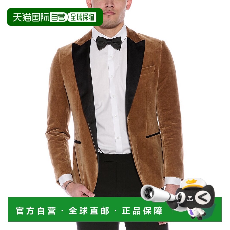 自营BOSS Hugo Boss Slim Fit Velvet Tuxedo Jacket - brown 美