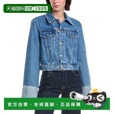 自营HUDSON Jeans Cuffed Cropped Denim Jacket - blue 美国奥莱