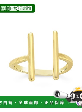 自营 sterling forever纯银双杠戒指 - 金 美国奥莱直发配饰