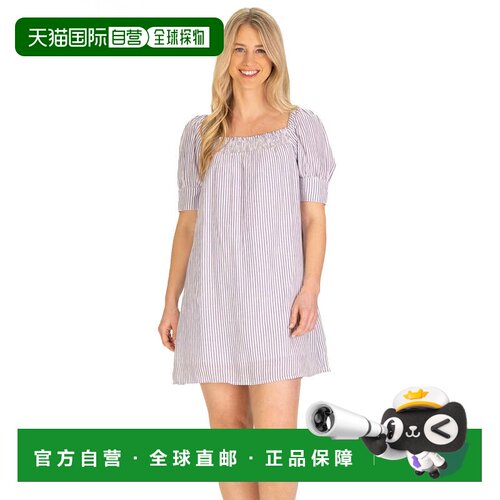 自营duffield laneThe Vera Dress in Blue Gauze Stripe - blue