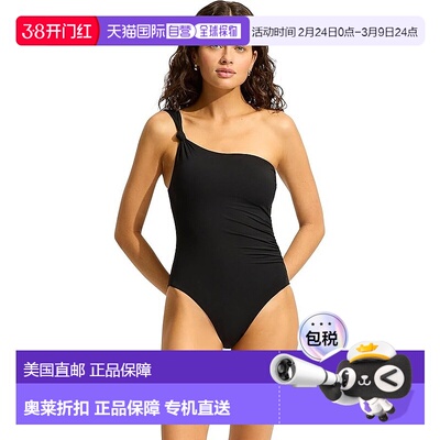 自营Seafolly Eco Collective Swimsuits Women's Black One Shou