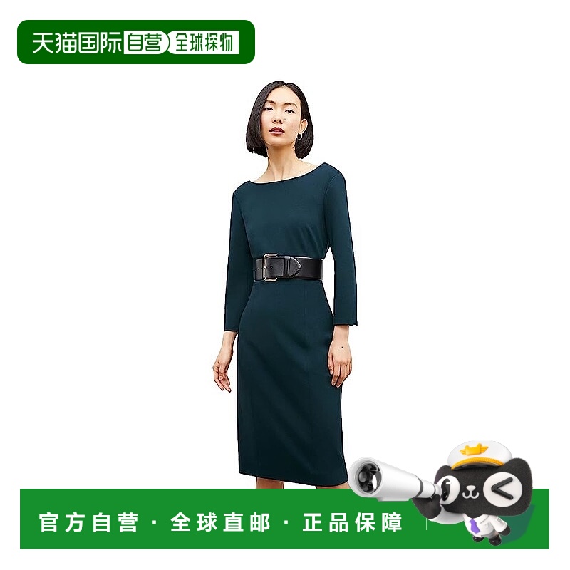 自营M.M.LaFleur Winston Dress Women's Navy Stretch Belted Wa