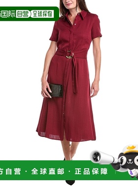 自营 Julia Jordan腰带迷笛裙-红色连衣裙 美国直发奥莱