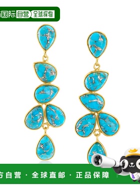 自营 Ross-Simons 18kt 金镀在纯银上绿松石吊式耳环 - 蓝色 美国