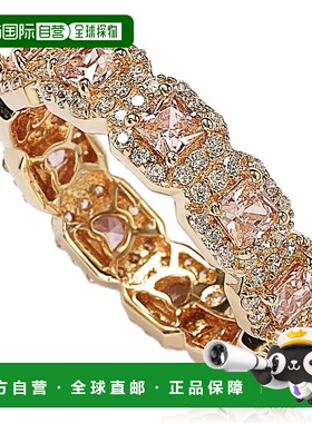 自营 Suzy Levian Rose 纯银立方氧化锆粉红色公主切割永恒戒指 -