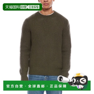 美国奥莱直 绿色 自营Vince Macro华夫格羊毛和羊绒混纺圆领毛衣