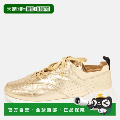 自营Tod's Metallic Leather Drilled Low Top Sneakers - gold