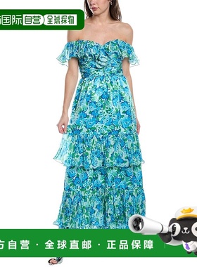 自营 AMUR Pia 褶皱中长连衣裙 - 蓝色 美国奥莱直发服饰