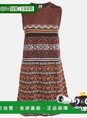 自营M Missoni Orange/black Patterned Lurex Knit Short Dress