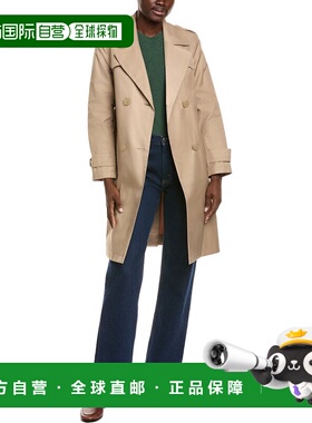 自营Via Spiga Double-Breasted Trench Coat - brown 美国奥莱直