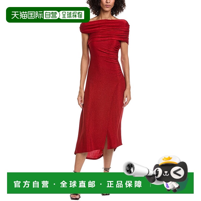 自营Diane von Furstenberg Agustin Midi连衣裙-红色 美国奥莱直