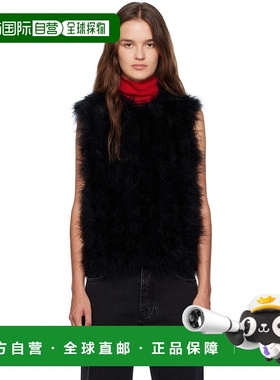 1h可退 香港直邮潮奢 YVES SALOMON 女士 黑色 Cropped Feather