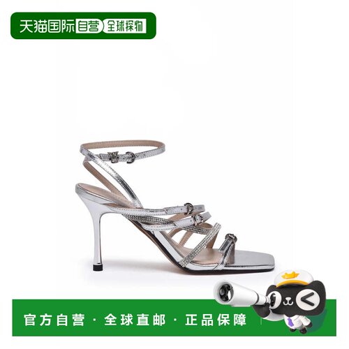 自营pinkoSandal 9cm Heel Strap - Silver - white 美国奥莱直发
