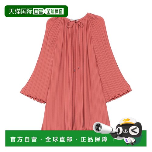 自营lanvinMini Dress with Drawstring Neck - burgundy 美国奥