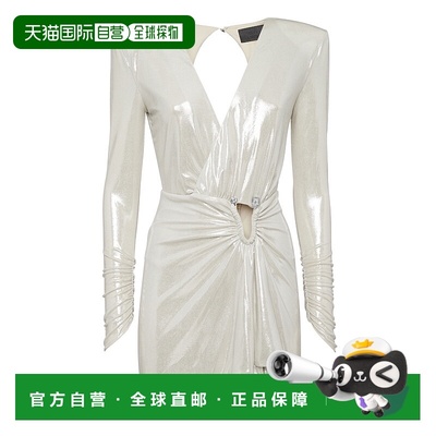 自营philipp pleinDeep V-Neck Mini Dress Piercing - silver 美