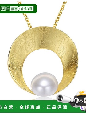 自营 GENEVIVE 纯银镀金淡水珍珠开口吊坠项链 - 金色 美国奥莱直