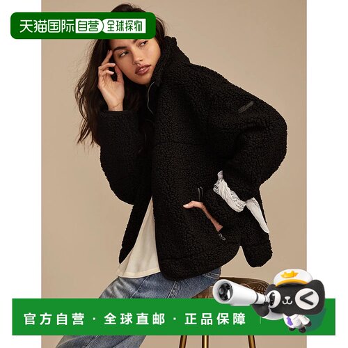 自营 Lucky Brand女式人造羊毛拉链夹克-黑色 美国奥莱直发