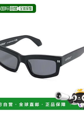 自营off-white米白色矩形全边太阳镜，黑框，深灰色镜片Oeri135Mi