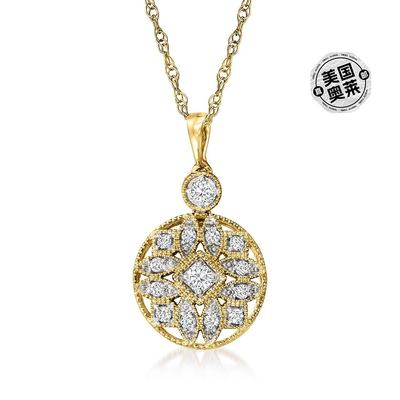 Ross-Simons Diamond Openwork Circle Pendant Necklace in 18kt