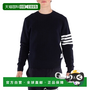 自营 Thom Browne男式海军蓝4格条纹袖运动衫-海军蓝 美国奥莱直