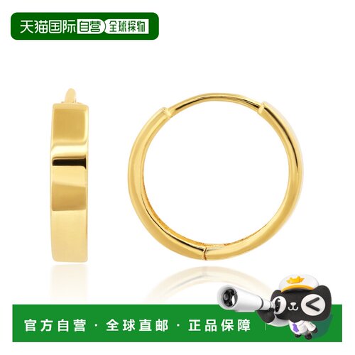 自营max + stone14K White Gold 12mm Flat Style Huggie Hoop Ea