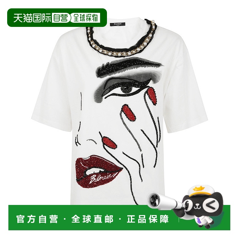 1h可退 香港直邮潮奢 Balmain 巴尔曼 女士 短袖T恤 EF0EG135PC93