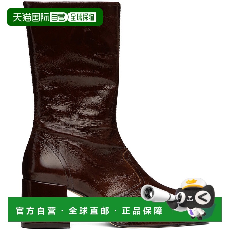 1h可退 香港直邮潮奢 miista 女士 棕色 Cass Patent 中筒靴 MI52