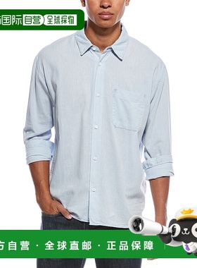 自营FRAME Denim Chambray Linen-Blend Shirt - blue 美国奥莱直