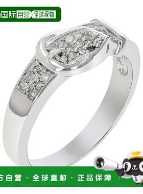 自营 vir jewels 1/6 cttw 0.925 纯银镀铑圆形钻石扣环戒指 - 银