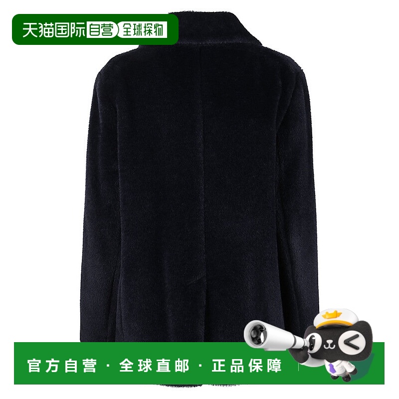 自营max mara双排扣毛绒大衣，方形轮廓-黑色 美国奥莱直发